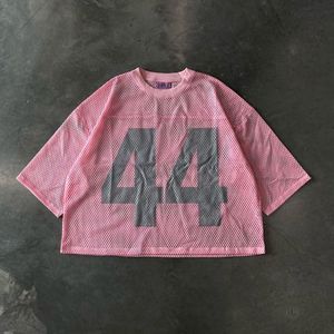 Camiseta deportiva de fabricante con logotipo impreso personalizado para hombre, camiseta de poliéster, ropa de calle de malla gráfica de gran tamaño, camiseta con número de camiseta - Product Image 4