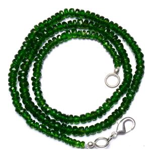 Perles de rondelle à facettes en diopside de chrome naturel super rare 16.5 "brin complet 3-5MM collier de pierres précieuses rares de russie - Product Image 1