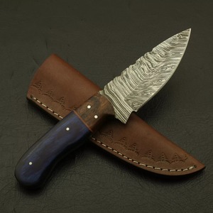 Cuchillo de caza de acero hecho a mano de Damasco, Funda de cuero de alta calidad, compatible con hoja fija OEM, garantía de 3 años personalizable - Product Image 1