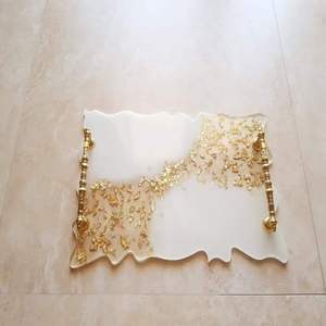 Premium <b>resin</b> platter elegant handcrafted pattern perfect for <b>coffee</b> <b>table</b> dining kitchen or decorative living room setup - Product Image 1