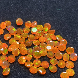 7mm Naturel Orange Éthiopien Opale Ronde À Facettes Coupe Pierres Précieuses En Vrac En Gros DIY Bijoux Accessoires Au Meilleur Prix - Product Image 1