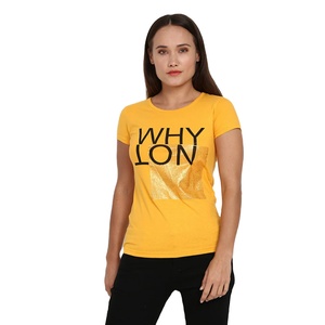 Nouveaux T-shirts pour femmes à col rond, coupe slim, en jersey 100% coton, tissu décontracté, logo imprimé personnalisé, respirant, séchage rapide, manches courtes - Product Image 1