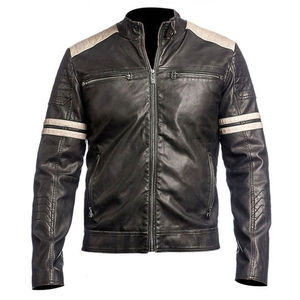 Por encargo de los hombres Slim Fit motocicleta Biker chaqueta de cuero genuino Precio al por mayor a prueba de viento chaquetas de cuero de moto - Product Image 1