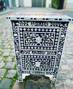 Commode et coffre à tiroirs en incrustation d'os Meuble de salon Tabourets et poufs élégants - Product Image 4