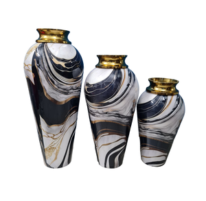 Florero de latón con estampado esmaltado, macetas de metal Antiguo Real exclusivas y centro de mesa, florero de metal con estampado esmaltado - Product Image 2