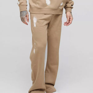 Nueva moda 2025, conjuntos de pantalones de chándal acampanados en blanco informales hechos a medida y con capucha, ropa clásica para hombres, chándales holgados para hombres - Product Image 5