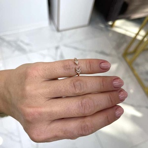 Señoras 14K oro rosa delicado compromiso boda anillo flecha deconstruido pavé diamante cóctel anillo laboratorio cultivado perla joyería fina - Product Image 6