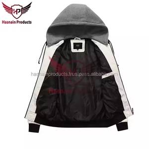 แจ็กเก็ตหนังแท้ปักลายสำหรับผู้ชายฤดูใบไม้ร่วงฤดูหนาวมีฮู้ดแฟชั่นผ้าฟลีซให้ความอบอุ่นทรงหลวมเหมาะสำหรับอุปกรณ์มอเตอร์ไซค์ - Product Image 3