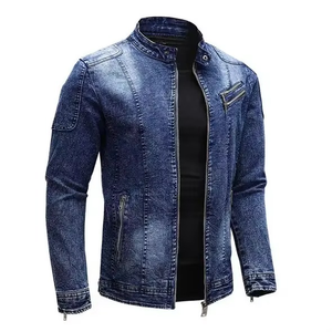 Vêtements de mode hommes veste en jean toile col montant avant Logo à capuche High Street Style vente chaude en gros - Product Image 4
