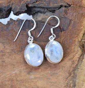 925 argent Sterling filles mode boucles d'oreilles goutte naturel à facettes arc-en-ciel pierre de lune pierre précieuse paire coupe arc-en-ciel pierre de lune pierre précieuse - Product Image 2