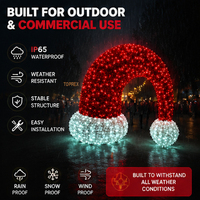 Éclairage LED 3D en forme de silhouette, motif chapeau de Père Noël, étanche IP65 pour extérieur, grand modèle commercial pour affichage en centre commercial et parc