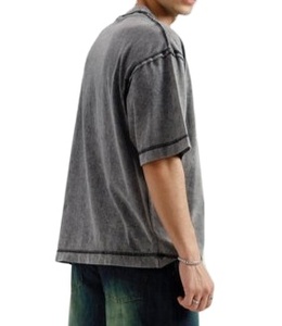 2025 Unisex Casual Drop Shoulder Oversized <b>Acid</b> <b>Wash</b> T-Shirt 100% Cotton 250 GSM Knitted Fabric OEM ODM Men's T-Shirt - Product Image 5