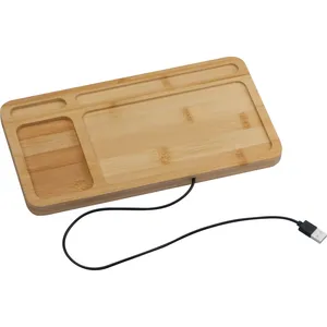 Caricatore Wireless in Bambù ISABELLE, Organizer da Scrivania Personalizzato, Gadget - Product Image 3