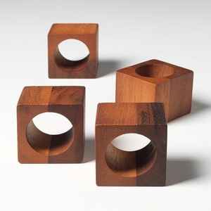 Ensemble d'anneaux de serviette en bois classiques écologiques de qualité supérieure, couleur et forme personnalisables pour la maison, l'hôtel, le restaurant, anneau de serviette durable - Product Image 3