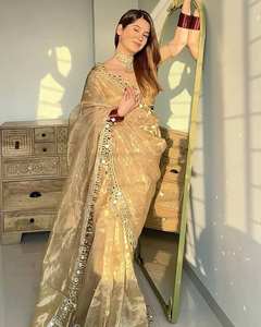 TISSU DE TISSU BONTY RICH GOLDEN BANGLORI SATIN BLOUSE ATTACE SABYA SANCHI LACE TRADITIONNELLE RICHE MIROIR CHEMISIER - Product Image 1