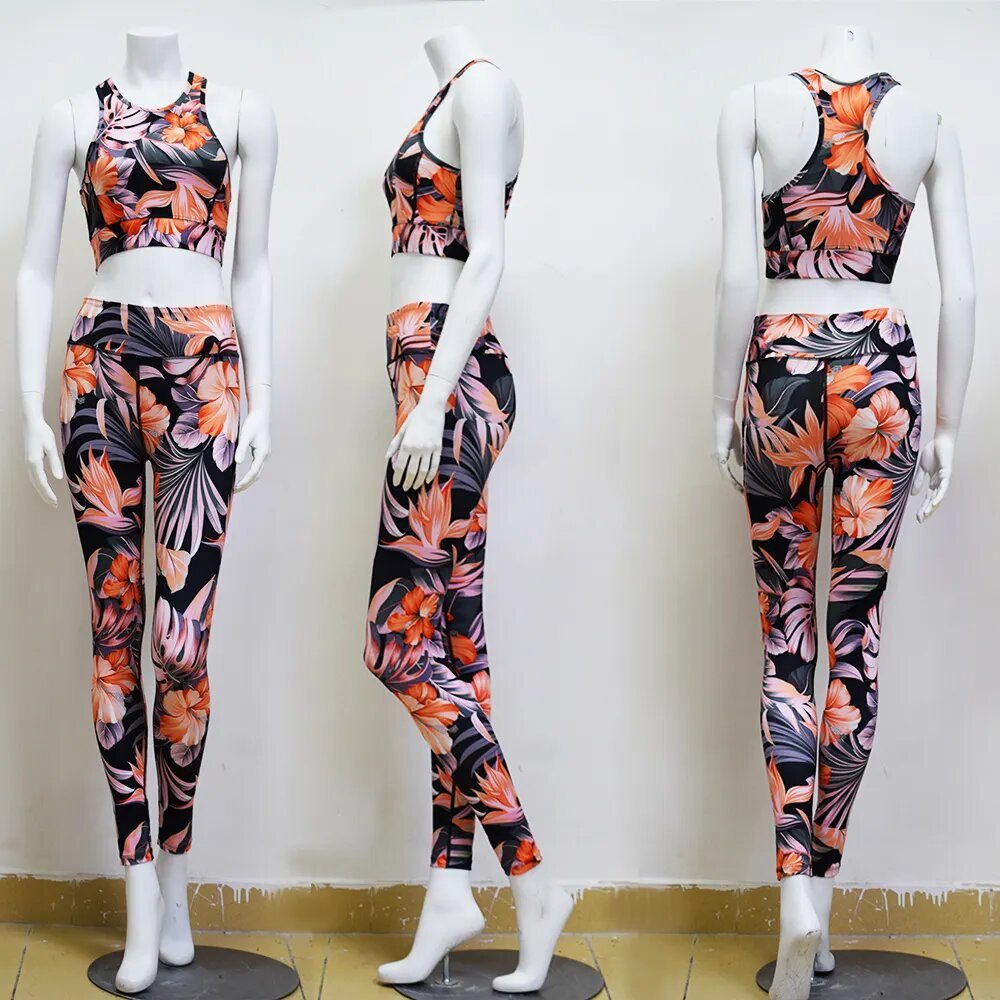 Hot Selling Women's Breathable Lightweight Spandex/Nylon Sports Bra High Waist Yoga Leggings Set Custom Fitness Workout Solid