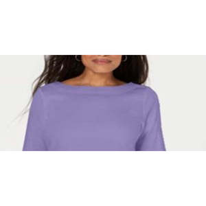 Top in Cotone con Bordo in Pizzo Vintage da Donna Karen Scott, Viola XS/X-Small, Lunghezza Lunga per Primavera e Autunno - Product Image 2