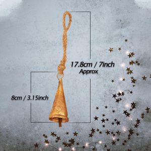 Handmade Rustic Metal <b>Christmas</b> Bells Antiqued Design with Rope Add Vintage <b>Charm</b> to Holiday Decorative Tree & Ball Ornaments - Product Image 6
