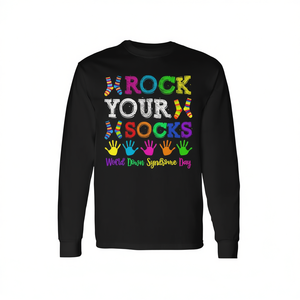 Camiseta de manga larga para la concienciación sobre el Día Mundial del Síndrome de Down, camiseta promocional Rock Your Socks - Product Image 2