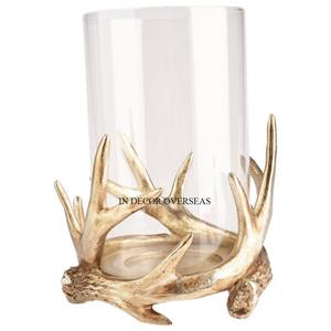 ชุดเชิงเทียนเฮอริเคนเคลือบทองและกระจกใส2ชิ้น - Product Image 2