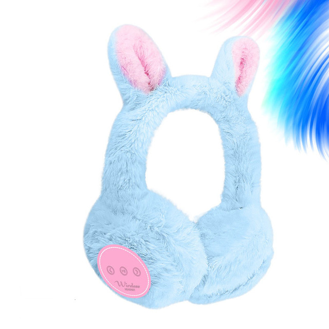 YN Women's Cute Plush Warm Wireless Headset Rabbit Ear Wireless BT Headset High Tone Quality Earphones