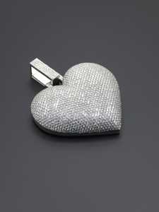 Iced Out en forme de coeur Hip Hop Moissanite ronde taille brillant diamant pendentif en argent Sterling 925 bijoux fins cadeau pour elle - Product Image 6