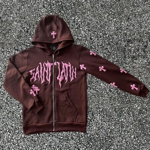 OEM personalizado LOGO DTG estampado patrón Sudadera con capucha corte crudo dobladillo Sudadera con capucha calle Vintage desgastado recortada Sudadera con capucha para hombre - Product Image 5