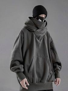 Broderie col roulé à capuche pour hommes japonais Ninja sweats à capuche automne Hip Hop polaire poche homme hoodi Streetwear surdimensionné Y2K - Product Image 6