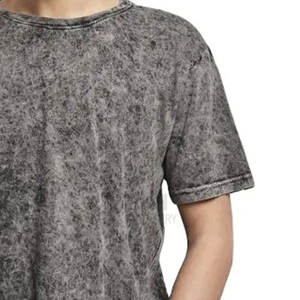 2023 camisetas desgastadas lavadas con ácido de gran tamaño transpirables de alta calidad para hombres tela de punto de fibra de algodón/bambú personalizable - Product Image 5