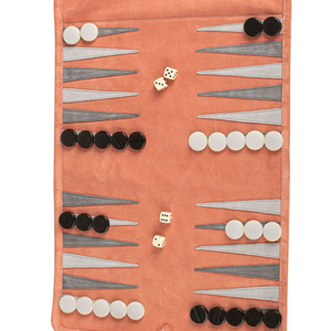 Jeu de Backgammon Pliable en Cuir Écologique Orange avec Points Gris, Jeu Familial Unisexe - Product Image 6