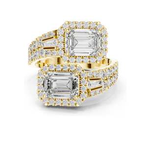 3.686 CT Lab-Grown VVS-VS EF CVD <b>Emerald</b>-Cut Diamond Halo Engagement <b>Ring</b> Women 18KT Gold Sterling <b>Silver</b> Moissanite Options - Product Image 2