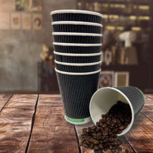 Vasos desechables ondulados 100%, vajilla de papel, bebidas calientes/frías, 4oz/6oz/9oz/12oz/16oz, fiestas negras, eventos, cumpleaños, bodas - Product Image 6