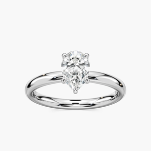 Bague de fiançailles en diamant de laboratoire taille poire allongée de 1,00 carat, sertie en solitaire, or massif 14 carats, bague de mariée classique pour femmes - Product Image 2