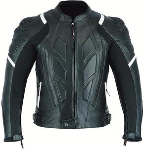 Chaqueta de moto de cuero genuino de carreras de nuevo estilo, cortavientos liso ajustado, chaquetas de moto de cuero de piel de oveja de talla grande - Product Image 1