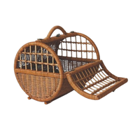 Cage de transport pour animaux de compagnie en rotin naturel de haute qualité, écologique, pour petits animaux, utilisation extérieure, vente en gros d'usine au Vietnam, rectangulaire