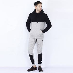 Survêtement d'hiver noir uni en gros, imprimé sur mesure, ajusté, 2 pièces, 100% coton, survêtement de sport personnalisé pour hommes et unisexe - Product Image 3
