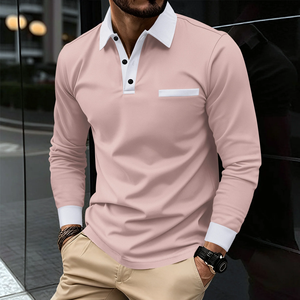 Chemise décontractée à manches longues pour homme, col rond, en toile respirante, grande taille, collection Printemps-Automne 2026 - Product Image 1