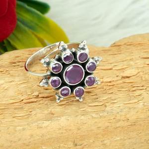 <b>Adjustable</b> 925 <b>Sterling</b> <b>Silver</b> Ruby <b>Ring</b> Handmade Gemstone Jewelry for Women Gift for Her R0362-GS - Product Image 2