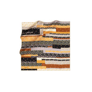 Black Orange Floral Cotton Square Scarf - Product Image 1