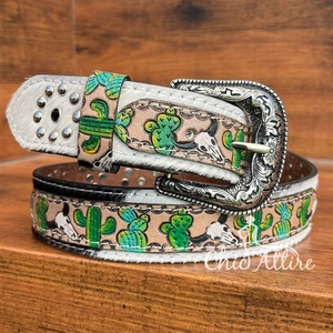 Nuevo 2025 patrón occidental moda mano Tooled cuero remache cinturón para hombres y mujeres cuero de vaca genuino diseñador de lujo cinturones de vaquero - Product Image 1