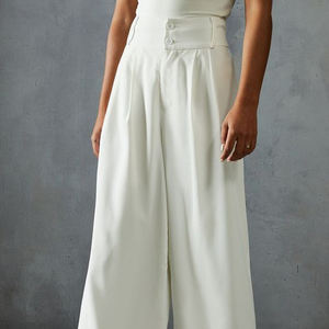 Pantalon cargo évasé pour femme, coupe ample, décontracté, couleur unie, très large, élastique, respirant, multi-poches, très vendu - Product Image 3