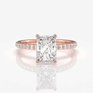 Radiant Cut Moissanite Diamond <b>Set</b> in Pave <b>Sterling</b> <b>Silver</b> Elegant Moissanite <b>Rings</b> - Product Image 6