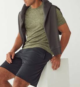 Chemise unie à manches courtes et col ras du cou, en coton léger et respirant de meilleure qualité, coupe régulière imprimée à séchage rapide - Product Image 6