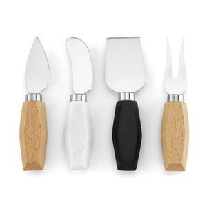 Ensemble de 4 mini-couteaux à fromage en acier inoxydable avec manche en bois, ustensiles de cuisine, ensemble de coupe-fromage - Product Image 2