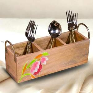 ที่วางช้อนไม้พิมพ์ลายสำหรับตกแต่งและจัดระเบียบห้องครัว ที่วางช้อนไม้พิมพ์ลายทำมือสีสันสดใส - Product Image 1