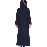 Abaya Modeste Droite en Chiffon à Manches Longues 100% Soie pour Femme, Style Pakistanais, Broderie Naturelle Écologique, Vente en Gros à Dubaï