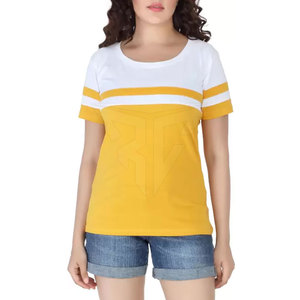 เสื้อยืดคอกลมคอเสื้อของผู้หญิงผ้าฝ้าย100% โลโก้ OEM และออกแบบสีเองสไตล์ลำลองฤดูร้อน - Product Image 1