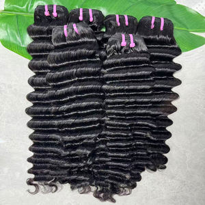 Extensiones de Cabello Humano Natural Negro de un Solo Donante, Cabello Camboyano Ondulado Profundo, Paquetes a Granel para Pedidos en Línea - Product Image 1