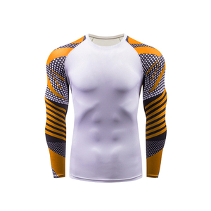 Haute qualité personnalisé imprimé manches hommes éruptions cutanées Logo personnalisé broderie o-cou sport Compression chemises mâle - Product Image 1