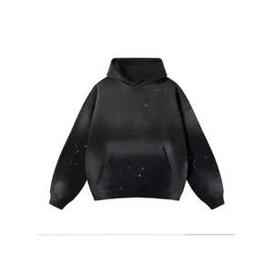 Haute densité strass Vintage coton Premium hommes sweats à capuche soleil délavé thermique gros sweats à capuche en Stock 100% coton tissu - Product Image 1